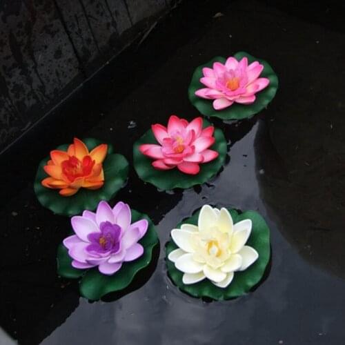 1 PCS 10cm Real Touch Artificial Lotus Flower Foam Lotus Flowers Water Lily Floating Pool Plants Wedding Garden Decoration