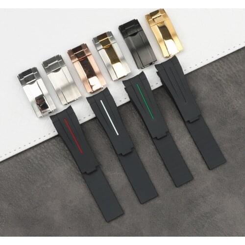 Brand quality Black Soft Dustproof Silicone Rubber Watchband For 20mm Role strap Daytona Submariner GMT OYSTERFLEX Bracelet