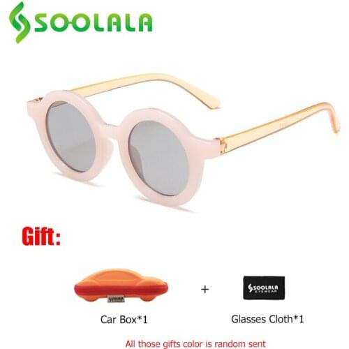 SOOLALA 2021 Cute Small Round Children Sunglasses For Girls Boys Sun Glasses with Free Car Cases UV400 Protection Kids Eyewear