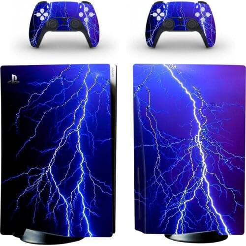 Lightning Style PS5 Skin Sticker for Playstation 5 Console & 2 Controllers Decal Vinyl Protective Skins Style 2