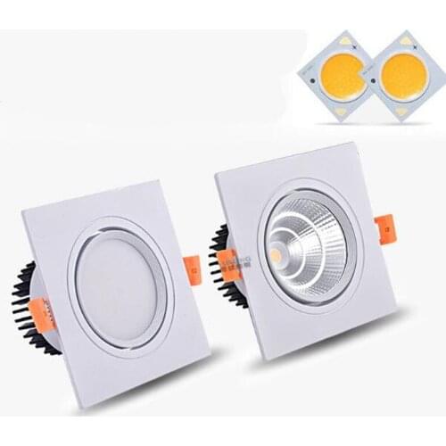 Dimmable LED COB Spotlight Ceiling lamp AC85-265V 7W 9W 12W 15W 18w Aluminum recessed downlights square led panel light