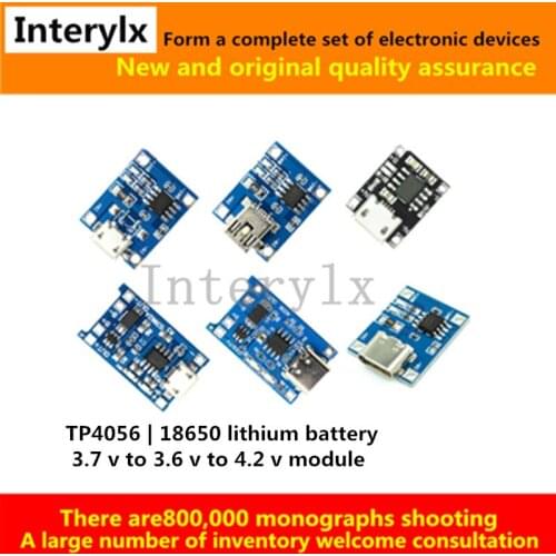 TP4056 18650 lithium battery 3.7 v to 3.6 v to 4.2 v lithium battery plate 1 a through put protection power supply module