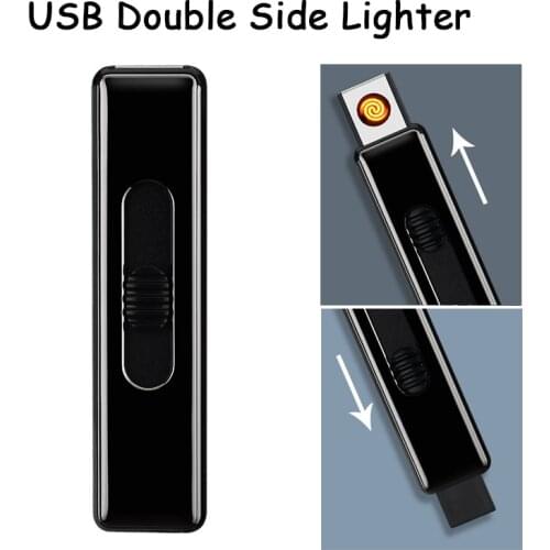 Outdoor EDC USB Electronic Double Side Ignition Cigarette Lighter Light Weight Lighter No Gas Lighter New Plasma Arc Lighter