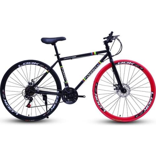 Fixed Gear Bicycle Men and Women Bicycle 27 Speed 40 Knife Adult Road Racing Double Disc Brakes Inflatable Solid Tire