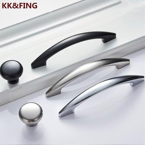 KK&FING Zinc Alloy Bright Chrome Cabinet Handles Drawer Knobs Kitchen Cupboard Handles Black Furniture Door Pulls Hardware