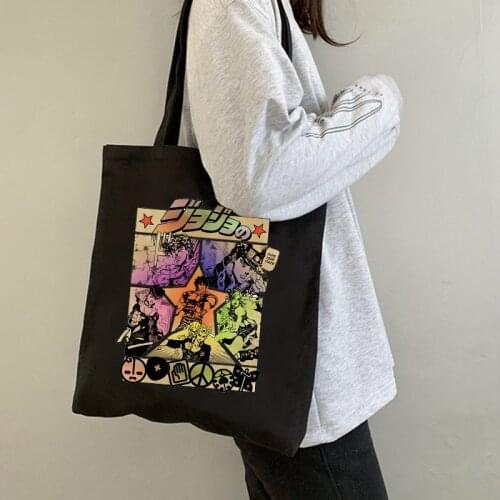Manga Jojo Bizarre Adventure Shopping Bag Graphic Tote Harajuku Shopper Bag Women Canvas Shoulder Bag Female Ulzzang Eco Bag
