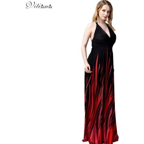 2017 Womens Summer Print Boho Beach Dress Bohemian Elegant Sexy Maxi Long Dresses Plus Size 6XL 7XL Vestidos 5021