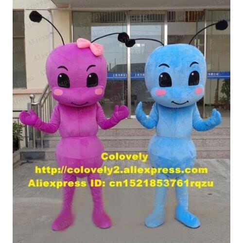 Picturesque Purple Blue Ant Pismire Worm Bug Mascot Costume Cartoon Character Mascotte Pink Face Gracile Long Smeller ZZ1512 FS