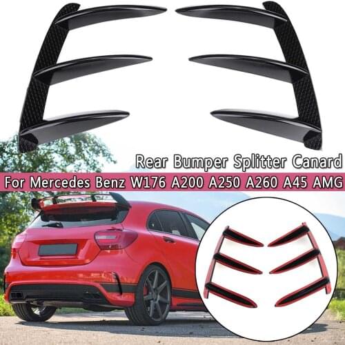 1Pair Car Black ABS Rear Bumper Splitter Spoilers Canard For Mercedes for Benz W176 A200 A250 A260 A45 for AMG