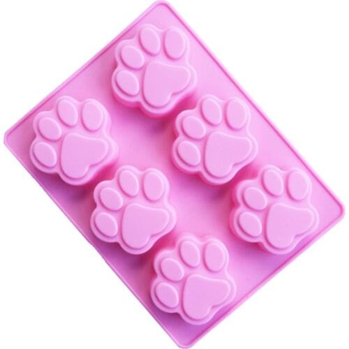 1PC New 6 Cavity Cat Paw Print Silicone Fondant Cake Mould Candy Chocolate Soap Handmade Baking Mold Cake Decorating Tools