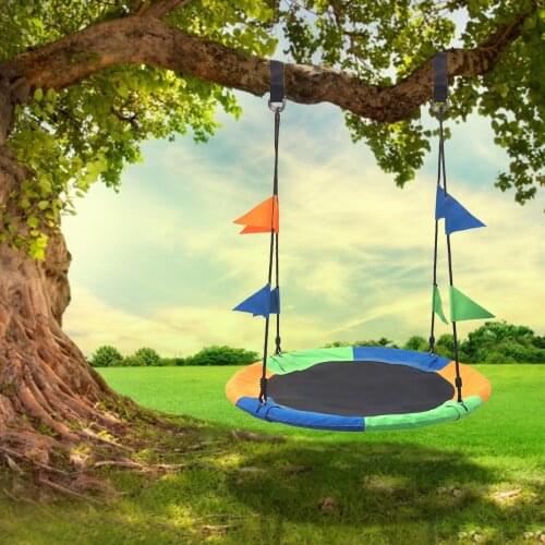 100cm New Children Hanging Swing Round Chair with Rope Oxford Cloth Hammock Courtyard Swing Seat Outdoor Garden Kids Swing Toys