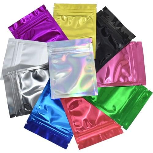 1000Pcs 14x20cm Smooth Aluminum Foil Mylar Bag Reusable Tear Notch Zip Lock Pack Pouches Heat Seal Zipper Tea Food Storage Bag