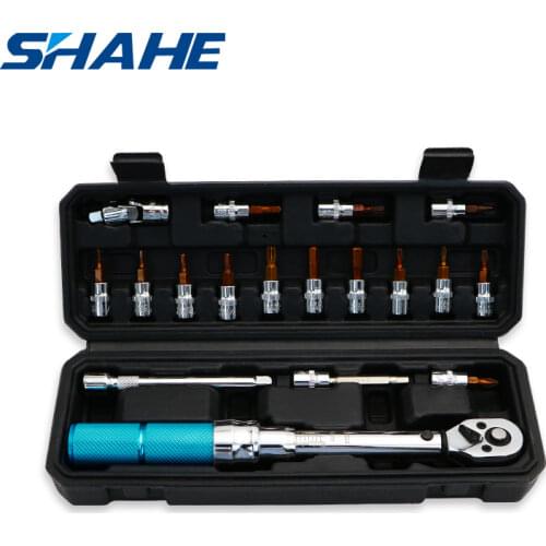 18pcs 1/4inch 2-20N.m Adjustable Torque Wrench Bicycle Repair Bike Repair Spanner Machanical Hand Tool Set