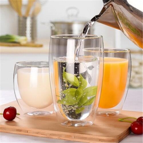 3pcs/6pcs Heat-resistant Shot Glass Double Wall Cup Set Milk Coffee Tea Mug Handmade Tumblers Wine Beer Whiskey Drinkware