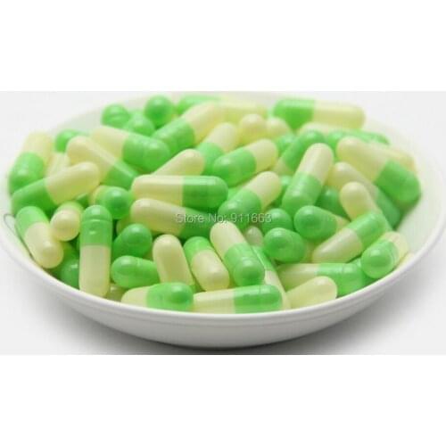 5,000pcs 1#! Apple Green-Light Yellow colored capsules,empty gelatin capsules sizes 1( joined or seperated capsules available)