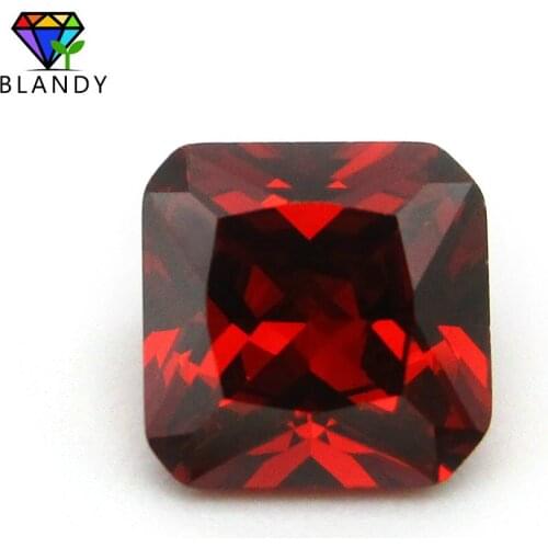 5A Red Cubic Zirconia Stone 3x3~10x10mm Loose Octangle Shape Princess Cut Garnet CZ Stone Synthetic Gems For Jewelry