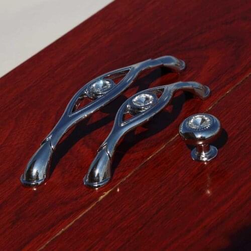 96mm glass crystal win cabinet drawer knobs handles128mm rhinestone dresser kitchen cabinet door handles pull 5" silver modern