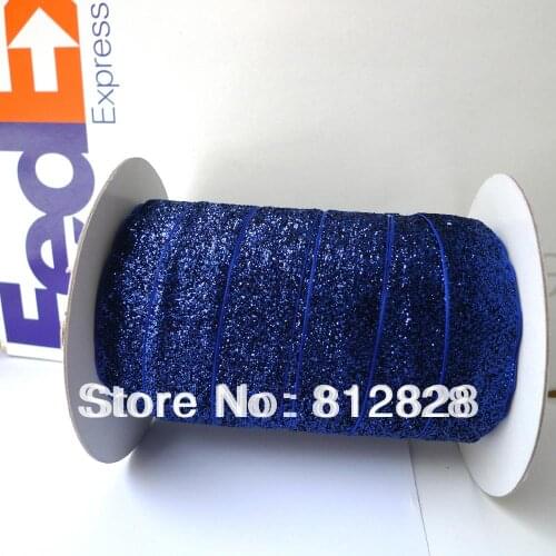 1'' 25mm #26 Navy Blue Glitter Metallic Velvet Ribbon