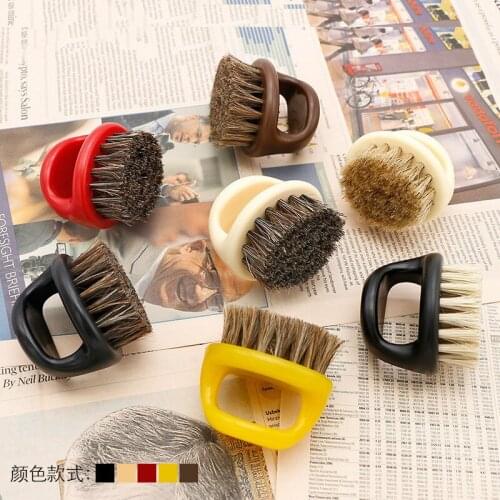 Beard Comb Ring Design Horse Bristle Men Shaving Brush Plastic Portable Barber Beard Brushes Salon Face Cleaning Razor Brush