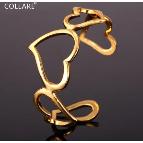 Collare Heart Bangles For Women Gold/Silver Color Bracelet & Bangles Wholesale Girls' Dainty Jewelry H040
