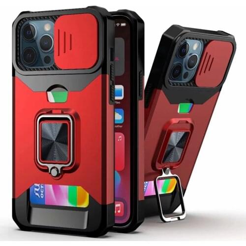 Funda Case for iPhone 13 Pro Max iPhone 12 Pro Max 11 Pro XS Max XR 6 7 8 Plus SE 2020 Card Armor Coque Stand Phone Case Cover