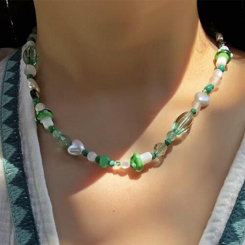 Cosysail Bohemian Colorful Flower Beaded Choker Necklace for Female Pearl Ladybug Taiji Chain Necklace Summer Beach Jewelry Gift