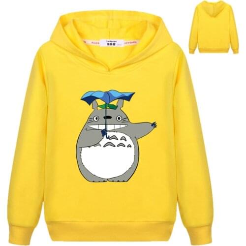 Kids Boys Sweatshirt Autumn Lovely TOTORO Printed Winter Fashion Hooded Pullover Hoodies Thin Basic Coat for Girls