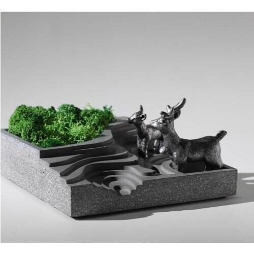 Home and garden terraces cement concrete silicone mold Terraced fields muti-meat flower planter mould for home decorations