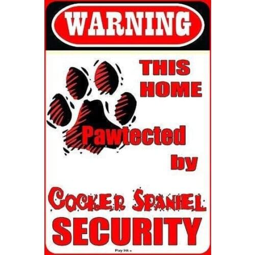 This Home Pawtected by Cocker Spaniel Security Tin Sign art wall decoration,vintage aluminum retro metal sign,iron painting