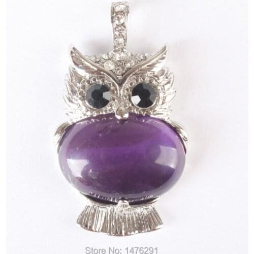 Hot Sale Purple Crystal Owl Beads Pendant 1 PCS The Best Gift