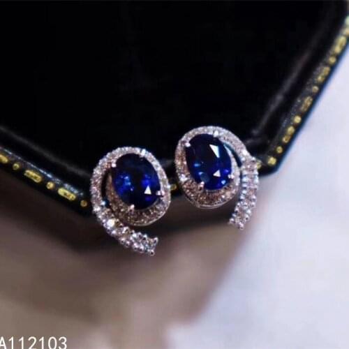KJJEAXCMY 925 sterling silver inlaid natural sapphire Girl exquisite personality Chinese style earnail support test