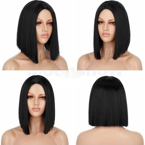 Short Bob Straight Synthetic Wigs Black/Red/99J/White/Pink Hair Color Synthetic Short Bob Natural Hair Womens Wigs