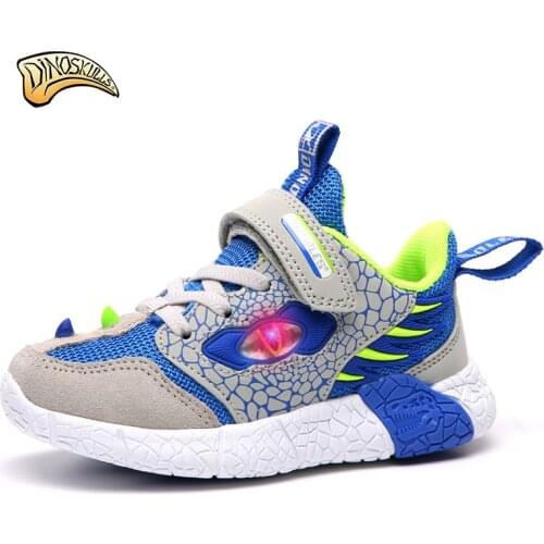 Dinoskulls 2019 Children Shoes Kids Boy Led Light Up Shoes Boys Sneakers Mesch Breathable Shoes Running Shoes Toddler Size27-34