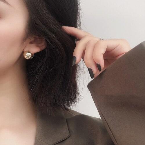 Round Cool Fashion Vintage Gold Color 925 Sterling Silver Clip On Earrings For Women Luxury Simple Jewelry Dainty Gift