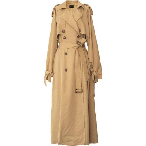 Corta Vento Feminina Fashion Windbreaker Waist Hugging Long Section Korean Spring Coat Loose 2021 Double Breasted Has A Belt