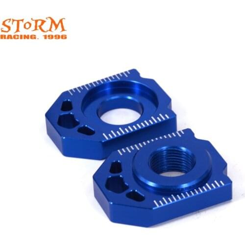 Motorcycle CNC Blue Axle Block Chain Adjuster For HUSQVARNA TC85 14 TC125 FC350 250 450 14-15 TC250 TE125-300 FE250-501 14-16