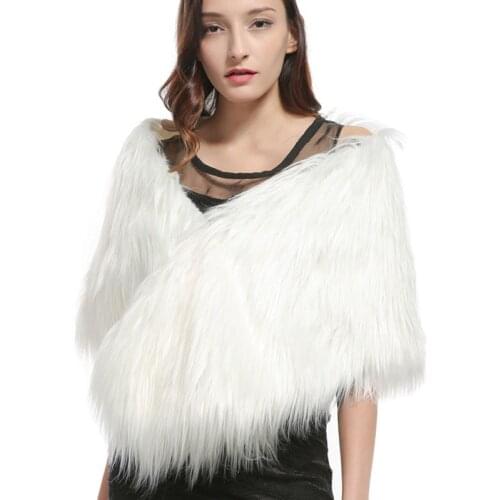 Womens fur coat cape Furry faux fur cloak capes poncho female fur jacket Shaggy artificial fur cape coat
