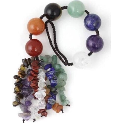 Natural polished hand made 7 chakra beads crystal car hanging healing stones for decoration