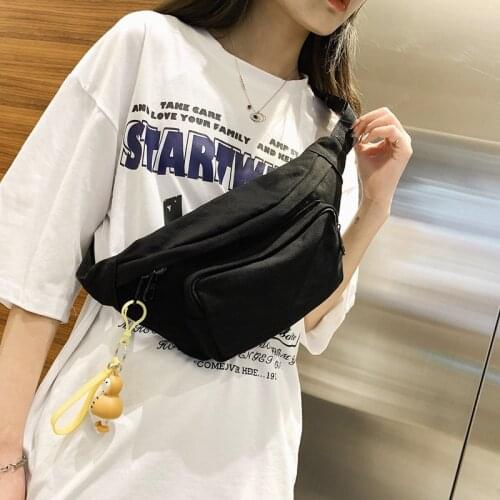 2021 New Casual Canvas Women Chest Bag Large Capacity Anti-Theft Crossbody Bag Solid Color Travel Waist Bags Unisex Phone Pouch