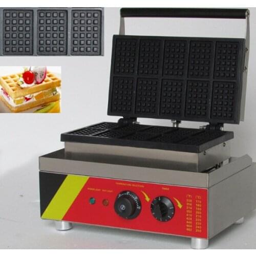 Ten slices rectangle shaped electric waffle iron, commerical belgian waffle maker stick