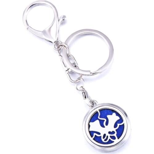 Christmas Bell Aroma Keychain Open Locket Keyring Stainless Steel Perfume Aromatherapy Essential Oil Diffuser Box Car Keychain