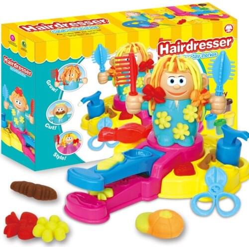 Christmas Gift Crazy Hairdresser Color Clay Handmade 3D Pretend Play Childrens DIY Toys Interactive play house Tool Mold Toys
