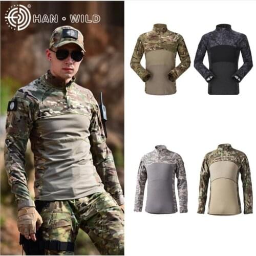 Outdoor Camouflage Military Long Sleeve Shirts Mens Breathable Slim Fit Combat Rapid Assault Tactical Hunting Hiking Shirts