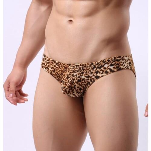 Sexy Men Underwear Briefs Shorts Leopard Panties Man Breathable Low Waist U Convex Pouch Underpants Cueca calzoncillos M-XL