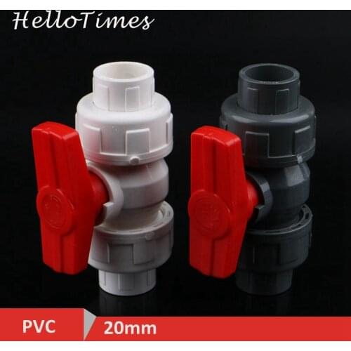 1pc 20mm to 20mm PVC Ball Valve Union Valve PVC Water Pipe Connector Plumbing Hose Fittings 1/2" Slip Shut Valve