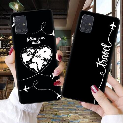 World Map Travel Just Go Plane Silicone Phone Cases for Samsung A51 A71 A21S A10 A20 A30 A40 A50 A70 A7 A8 A6 Plus 2018 Cover