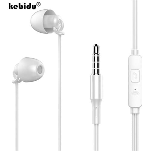 Kebidu Silicone 3.5MM Plug In-Ear Noise Reduction Wired Earphone Sleeping Headset Earbuds Lightweight soft for all smart phone
