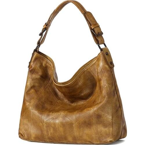 Brand New Genuine Leather Hobos Handbag Real Cow Leather Tote Female Casual Shoulder Bag Large Messenger Bags Purses for Women