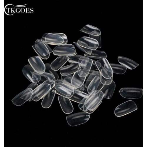 TKGOES 600pcs/pack Beauty Round Short Clear Transparent nail tips salon full cover false french nail art tips fake acrylic nails