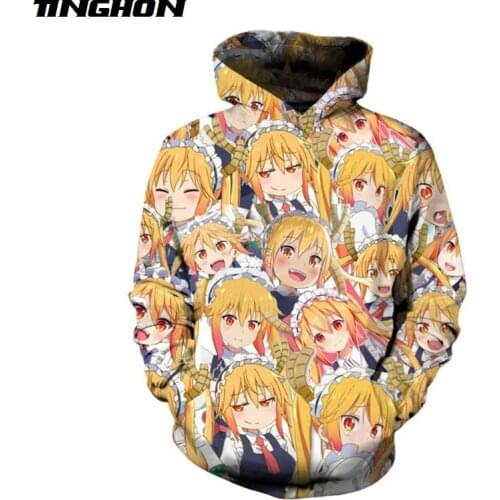 Dragon Girl Anime Hoodie Cool Hip-hop Streetwear Magic Fairy Pullover Women men Tops Tohru Print Hoodies Plus Size XS 6XL 7XL